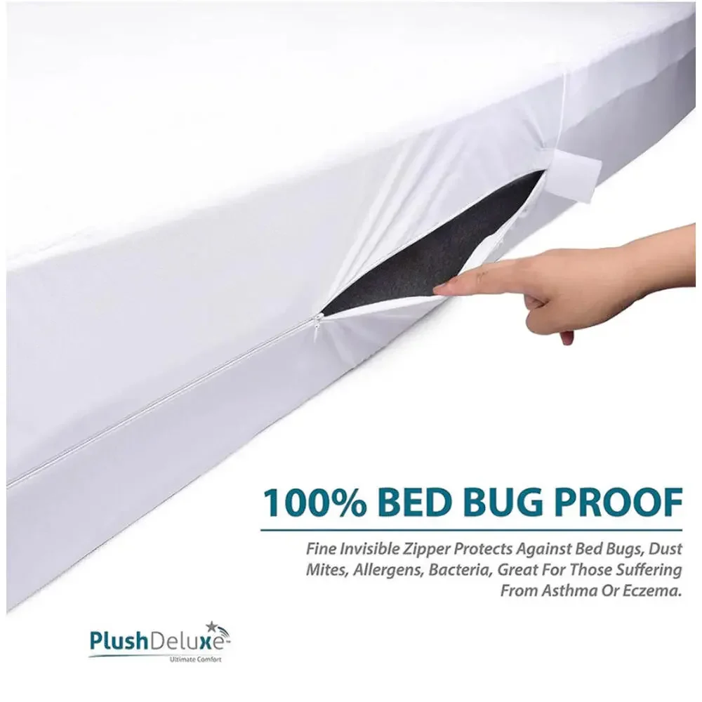 Plush Deluxe Cotton Terry Zippered Mattress Encasement - Queen 9-12